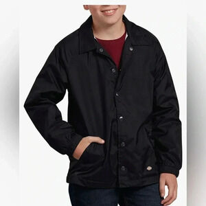 Dickies Boy’s Black Snap Front Windbreaker Jacket Size L Casual